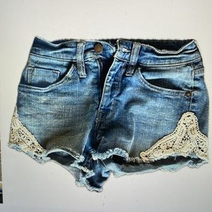 Mossimo High Rise Denim Shorts Lace Side - Size: 8/29 - excellent condition!